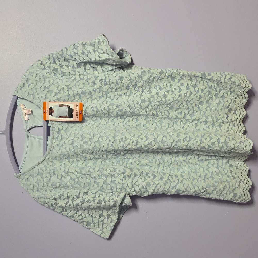 Teddi Rose Light Blue‎ Lace Top XXL